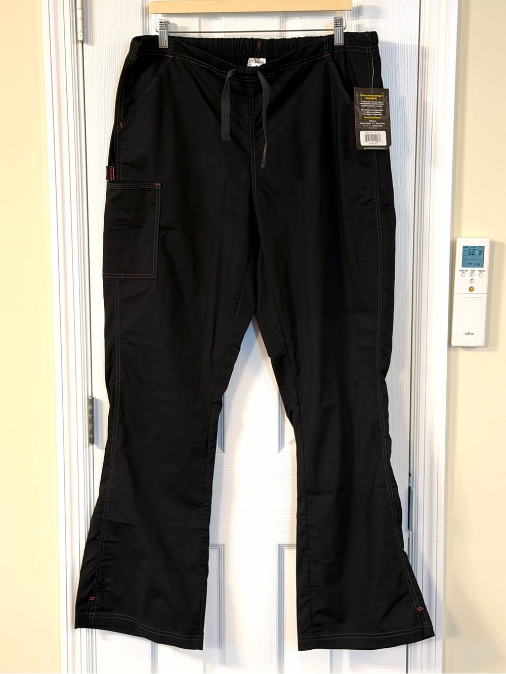 WonderWink WonderFLEX Grace Scrub Pants XL Tall Black Flare Cargo NWT